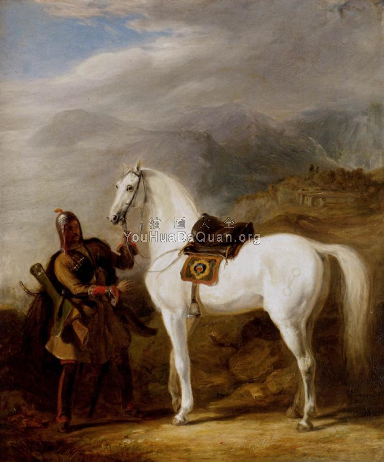 A Circassian chief preparing his stallion - 威廉·艾伦